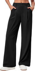 wide leg stretchy work pants slacks for women business casual pants high waisted waffle 26 28 dress pants